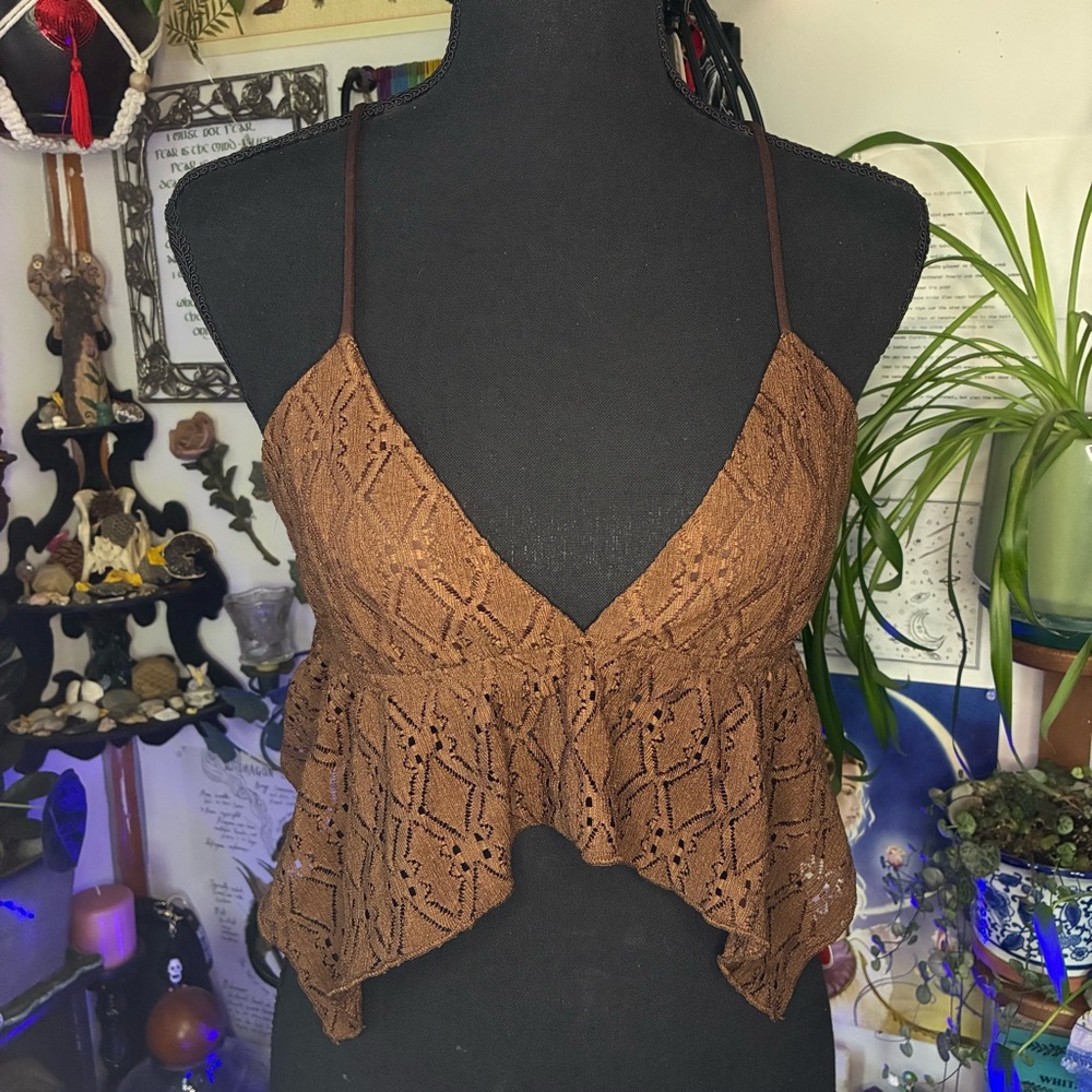 Cider Brown Lace Camisole Top